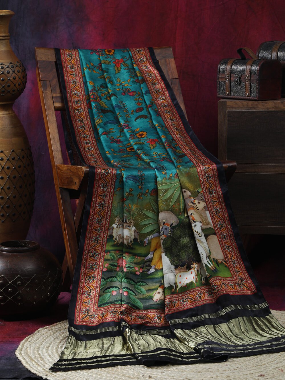 Pichwai With Kalamkari Dupatta