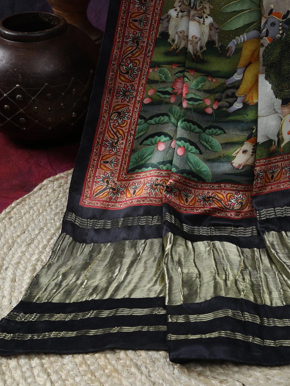 Pichwai With Kalamkari Dupatta - Image 3