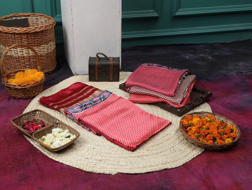 CREAM & MAROON  IKKAT PATOLA PRINT DUPATTA - Image 2