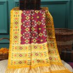 YELLOW & MAROON IKKAT PATOLA PRINT DUPATTA