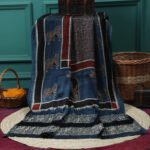 BLUE & BLACK AJRAKH HAND BLOCK COW PRINT DUPATTA