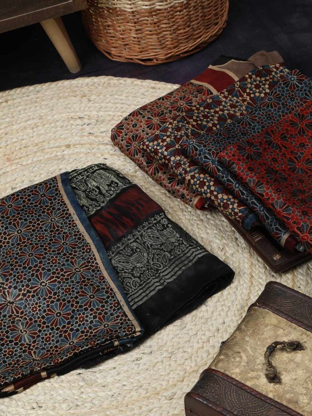 EARTHY BROWN COLOUR AJRAKH HAND BLOCK COW PRINT DUPATTA - Image 2