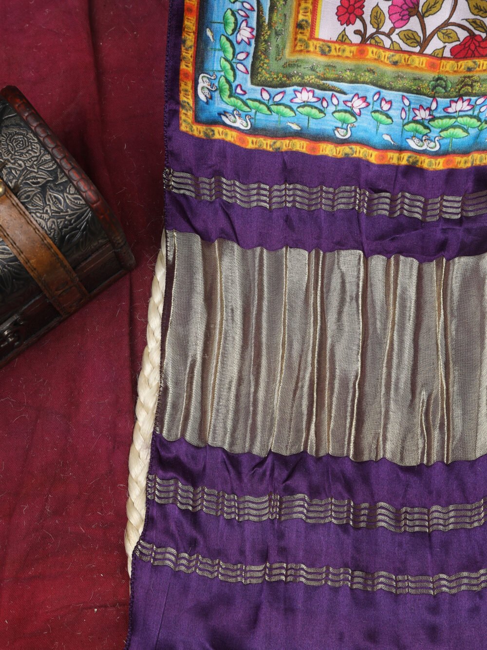 PURPLE PICHWAI LOTUS PRINT DUPATTA - Image 5