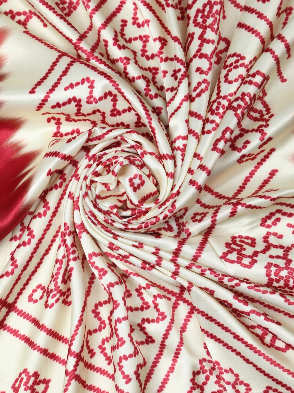 MAROON & CREAM BANDHANI PRINT DUPATTA - Image 6