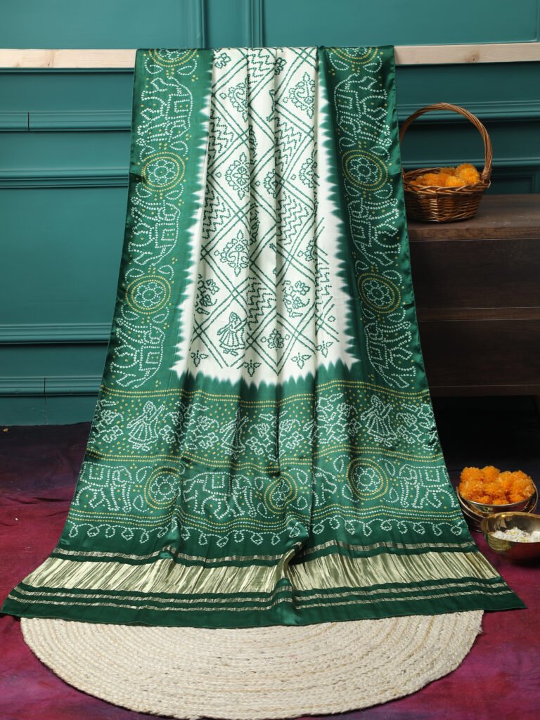 RANI & CREAM BANDHANI PRINT DUPATTA