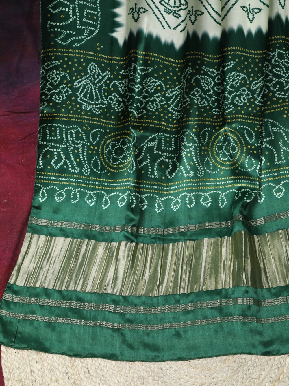 RANI & CREAM BANDHANI PRINT DUPATTA - Image 9