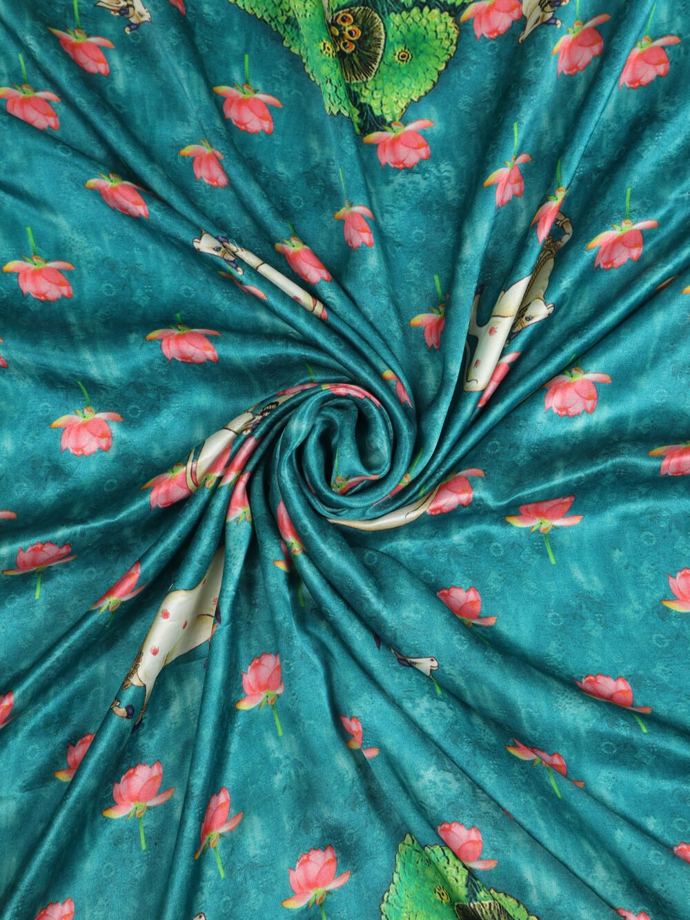 MAROON & BLUE SHRINATHIJI PICHWAI PRINT DUPATTA - Image 5