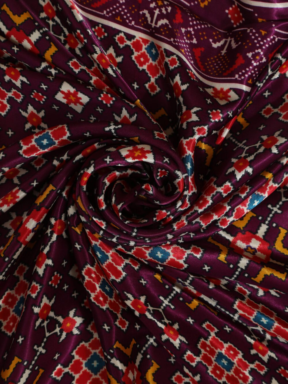 PURPLE  IKKAT PATOLA PRINT DUPATTA - Image 5
