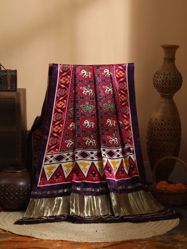 PURPLE& RANI IKKAT PATOLA PRINT DUPATTA