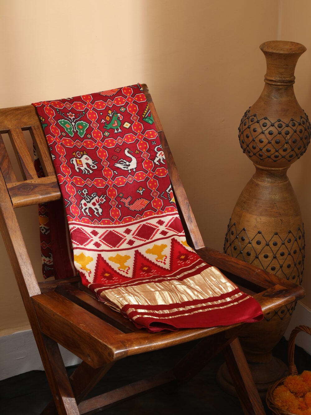 MAROON IKKAT PATOLA PRINT DUPATTA - Image 5