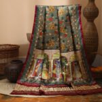 Maroon & Grey Pichwai With Kalamkari Dupatta