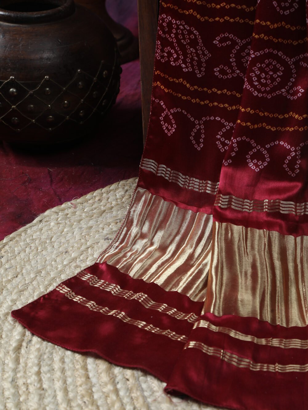MAROON BANDHANI PRINT DUPATTA - Image 9