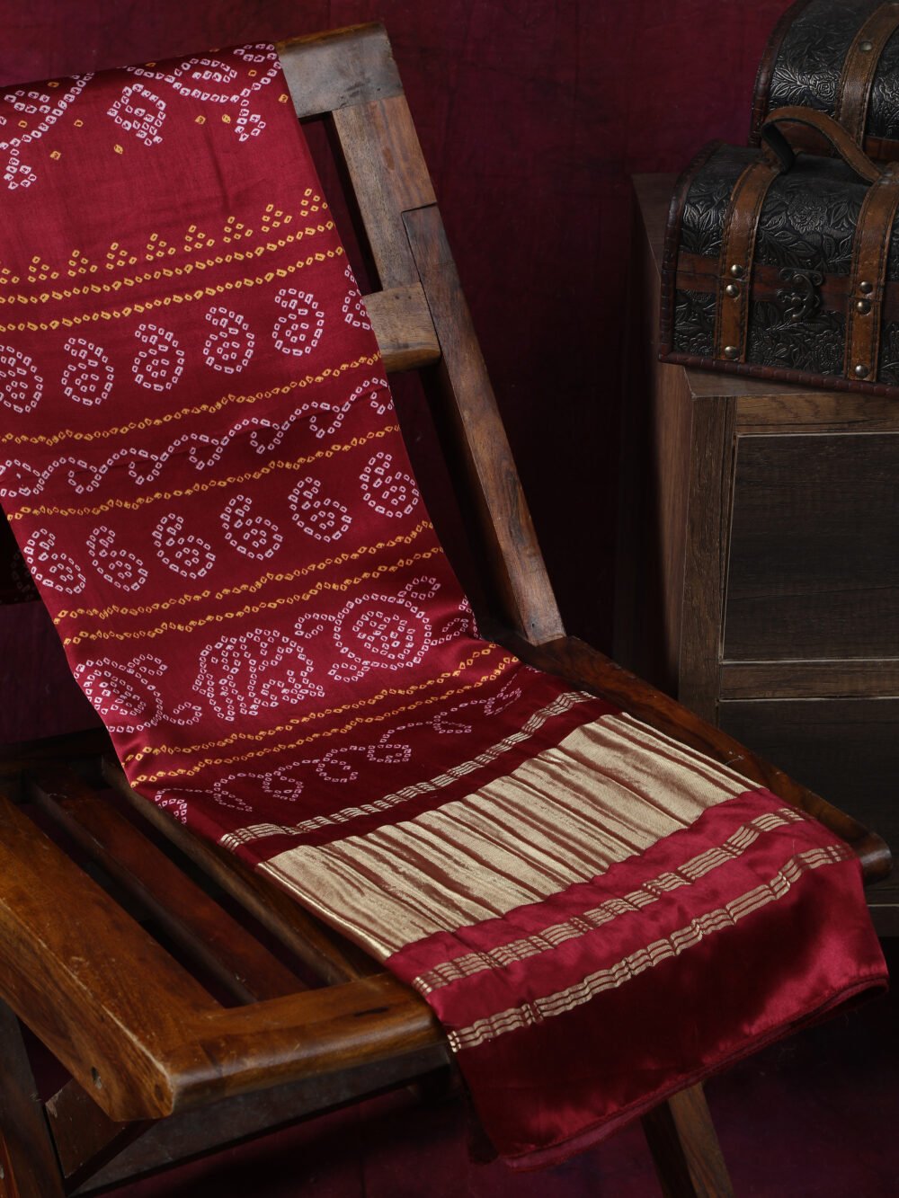 MAROON BANDHANI PRINT DUPATTA - Image 3