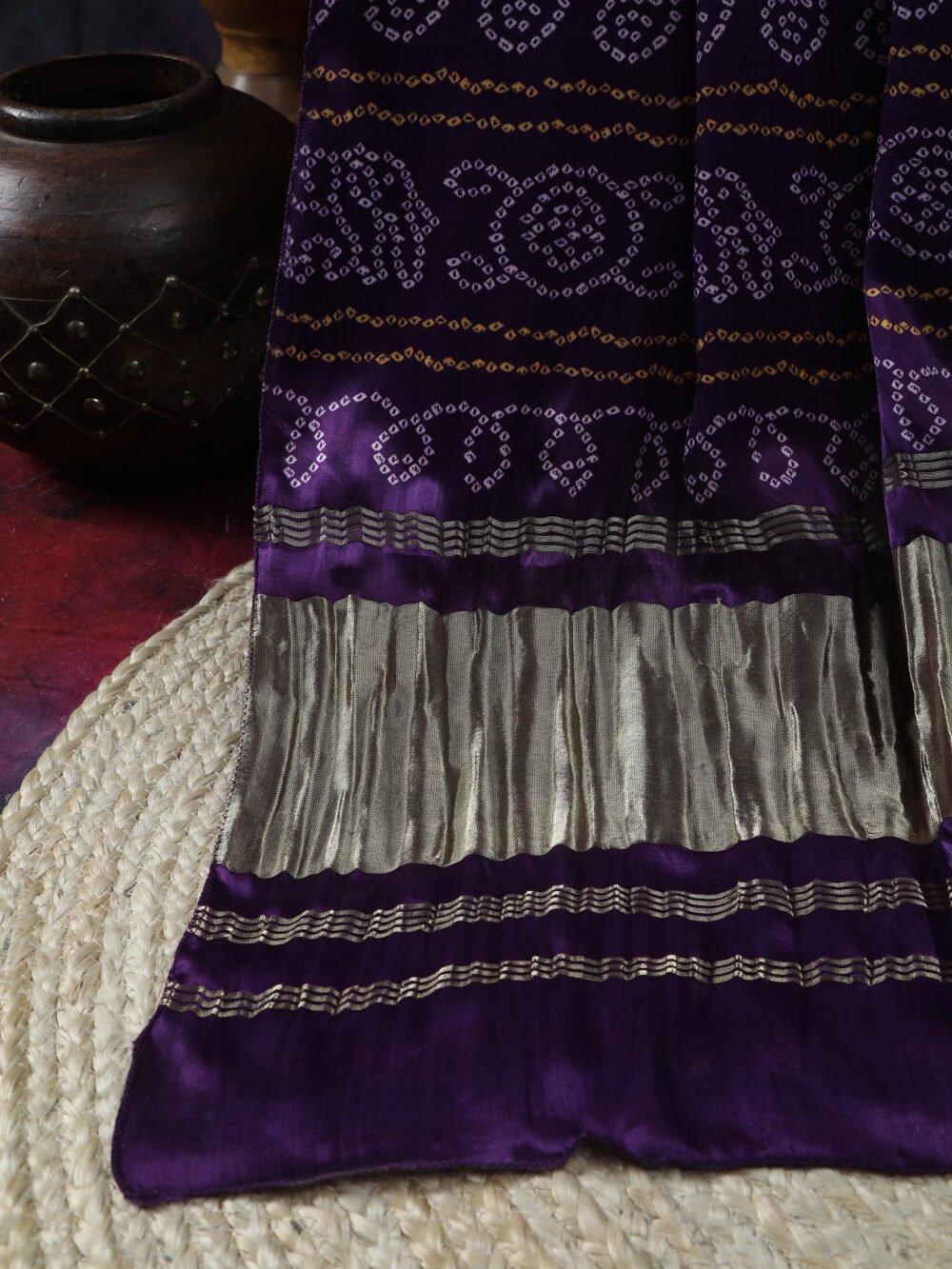 PURPLE BANDHANI PRINT DUPATTA - Image 7