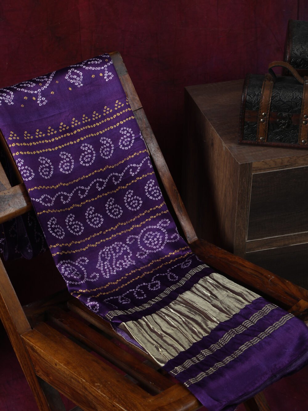 PURPLE BANDHANI PRINT DUPATTA - Image 3