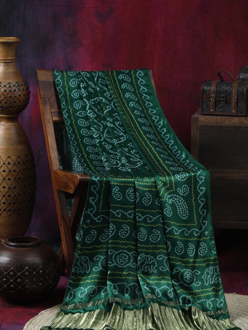 GREEN  BANDHANI PRINT DUPATTA