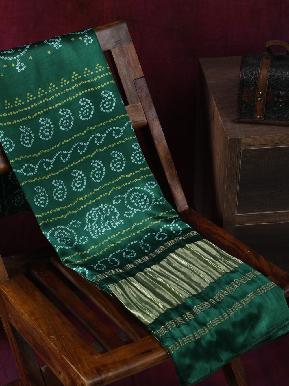 GREEN  BANDHANI PRINT DUPATTA - Image 3