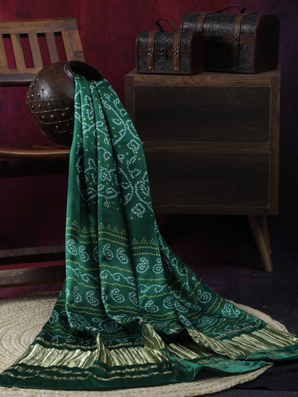 GREEN  BANDHANI PRINT DUPATTA - Image 5