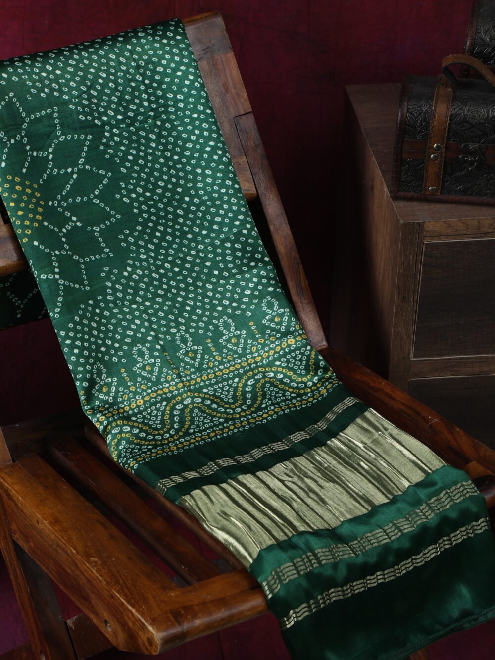 GREEN SURYAMUKHI BANDHANI PRINT DUPATTA - Image 6