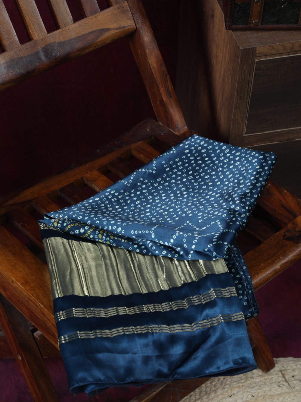 RAMA BLUE  SURYAMUKHI BANDHANI PRINT DUPATTA - Image 5