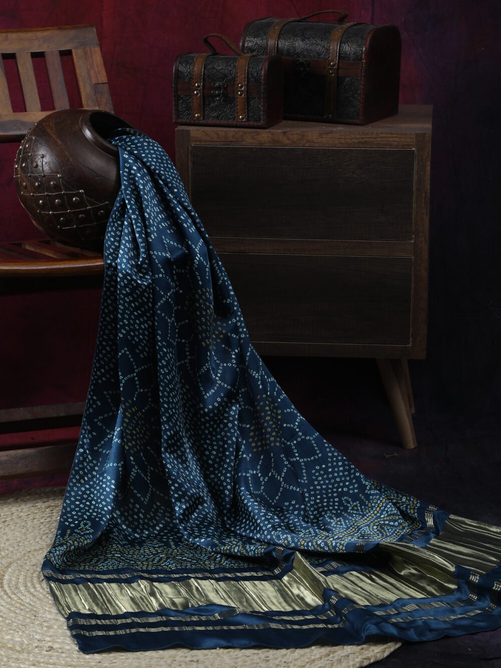 RAMA BLUE  SURYAMUKHI BANDHANI PRINT DUPATTA - Image 3