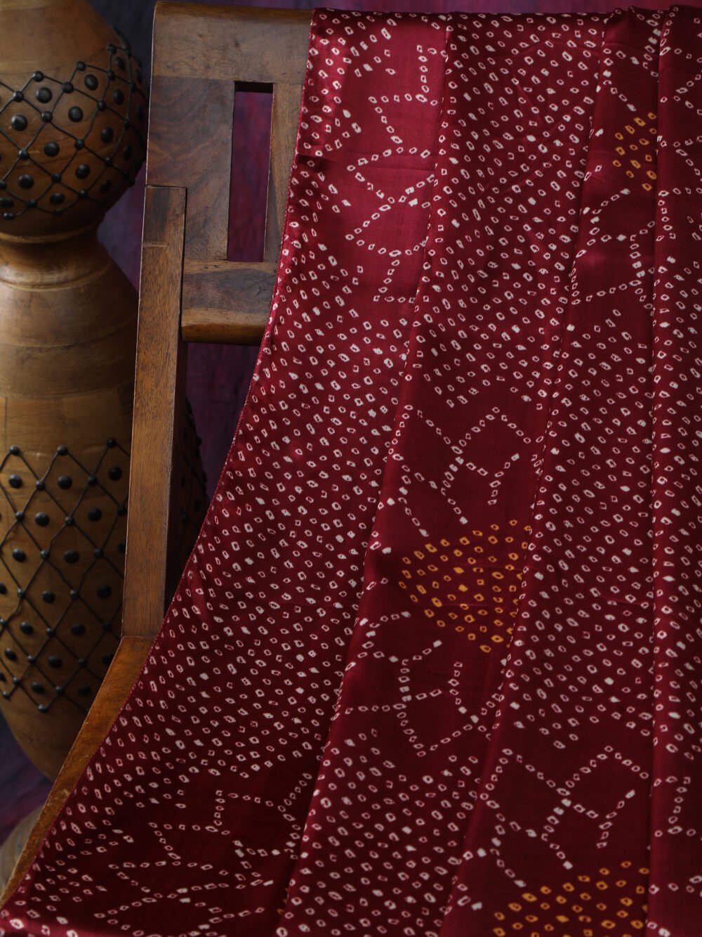MAROON SURYAMUKHI BANDHANI PRINT DUPATTA - Image 8