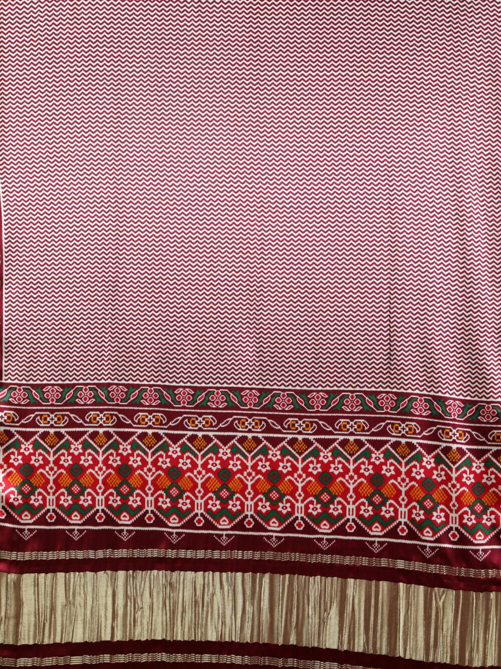 CREAM & MAROON  IKKAT PATOLA PRINT DUPATTA - Image 3