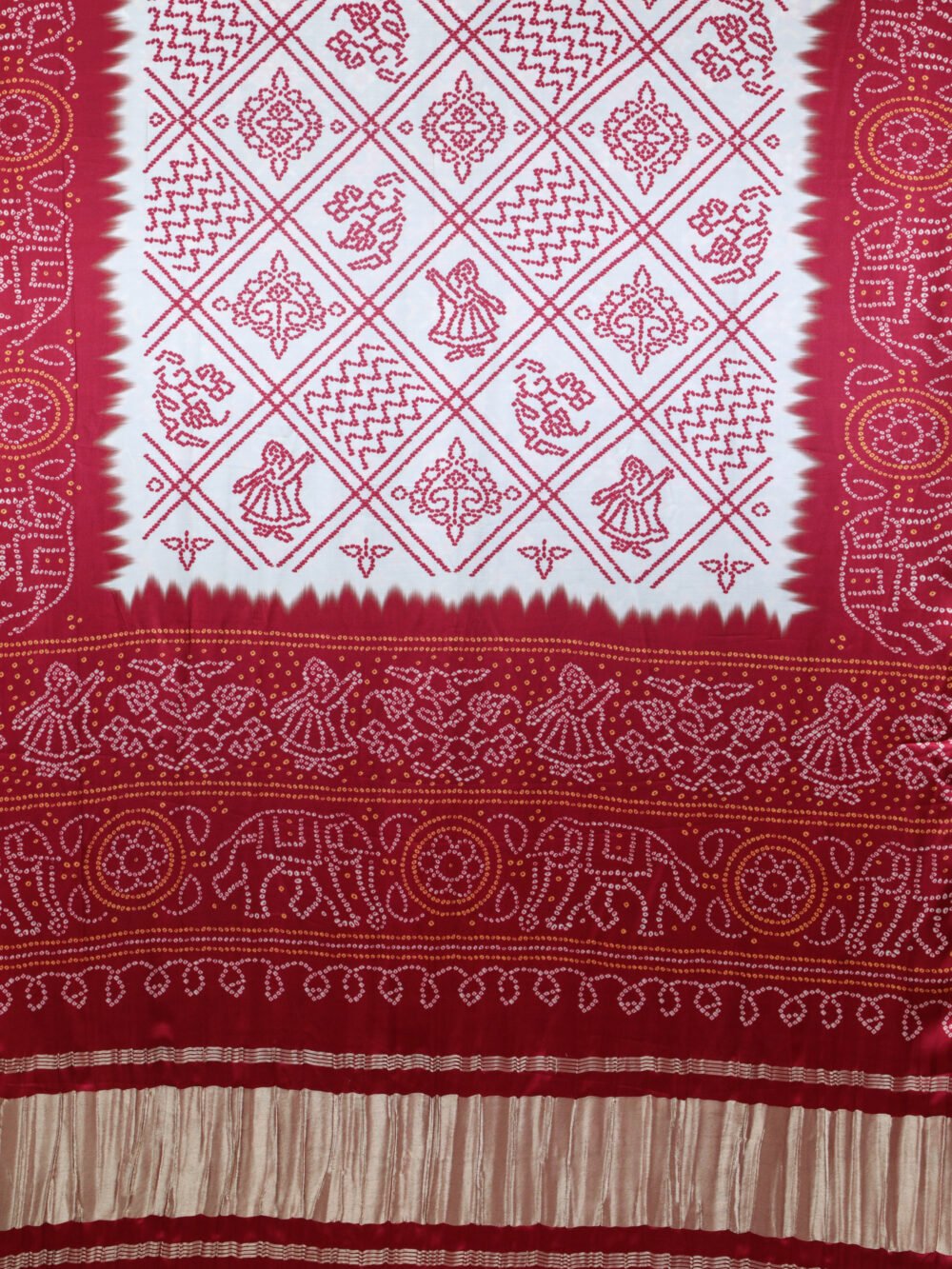 MAROON & CREAM BANDHANI PRINT DUPATTA - Image 5