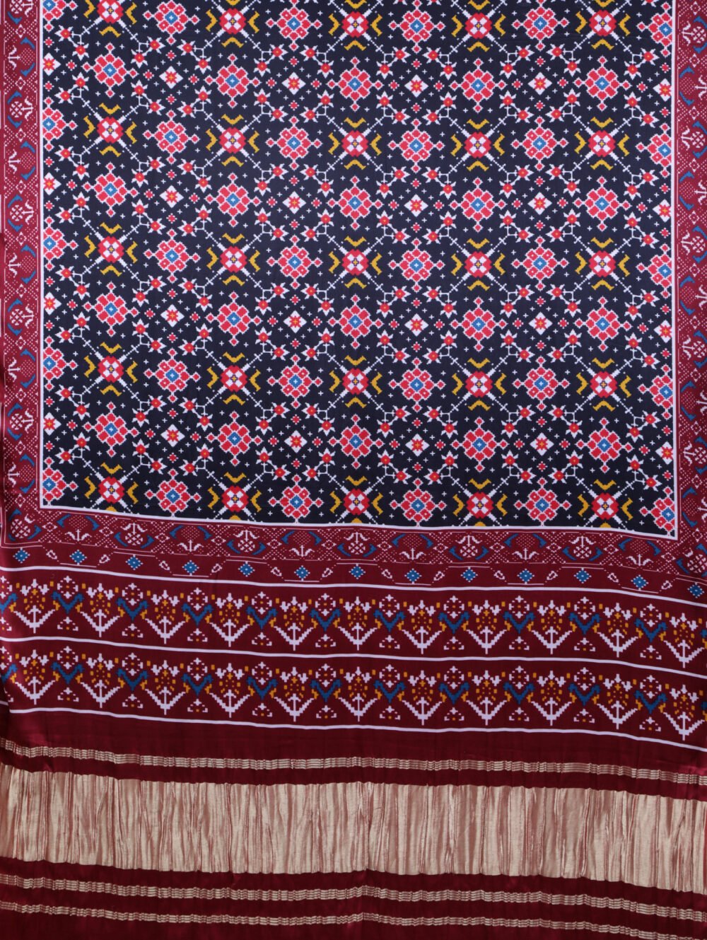 MARRON & BLACK IKKAT PATOLA PRINT DUPATTA - Image 3