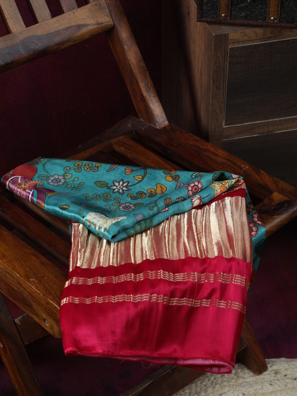 Rani & Blue Pichwai With Kalamkari Dupatta - Image 3