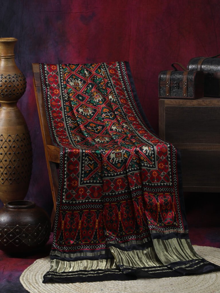 BLACK&RED PATOLA PRINT DUPATTA IN MODAL SILK