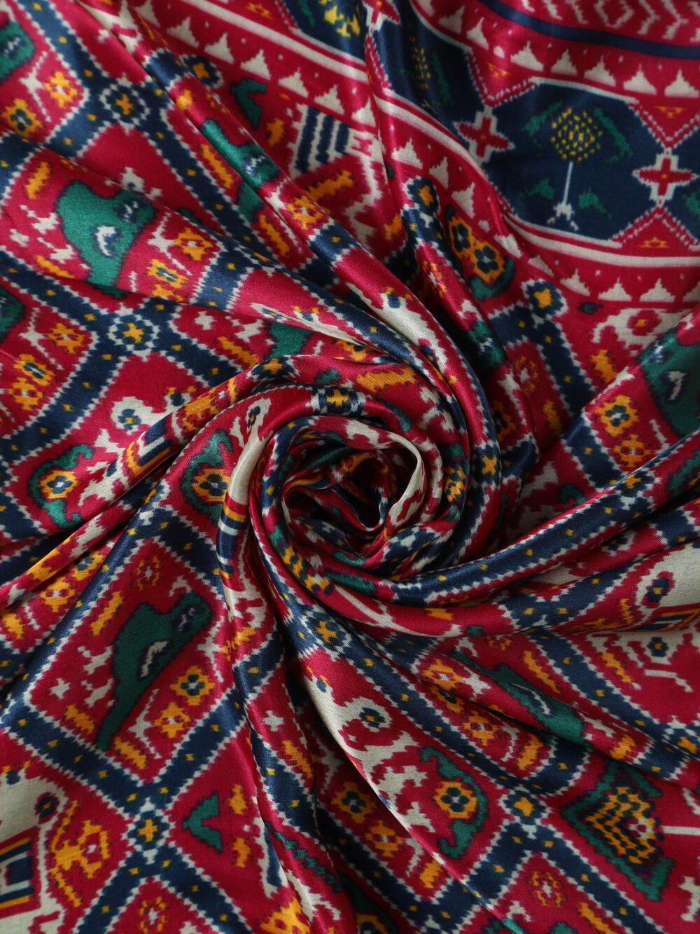 RANI & BLUE PATOLA IKKAT PRINT DUPATTA IN MODAL SILK - Image 7