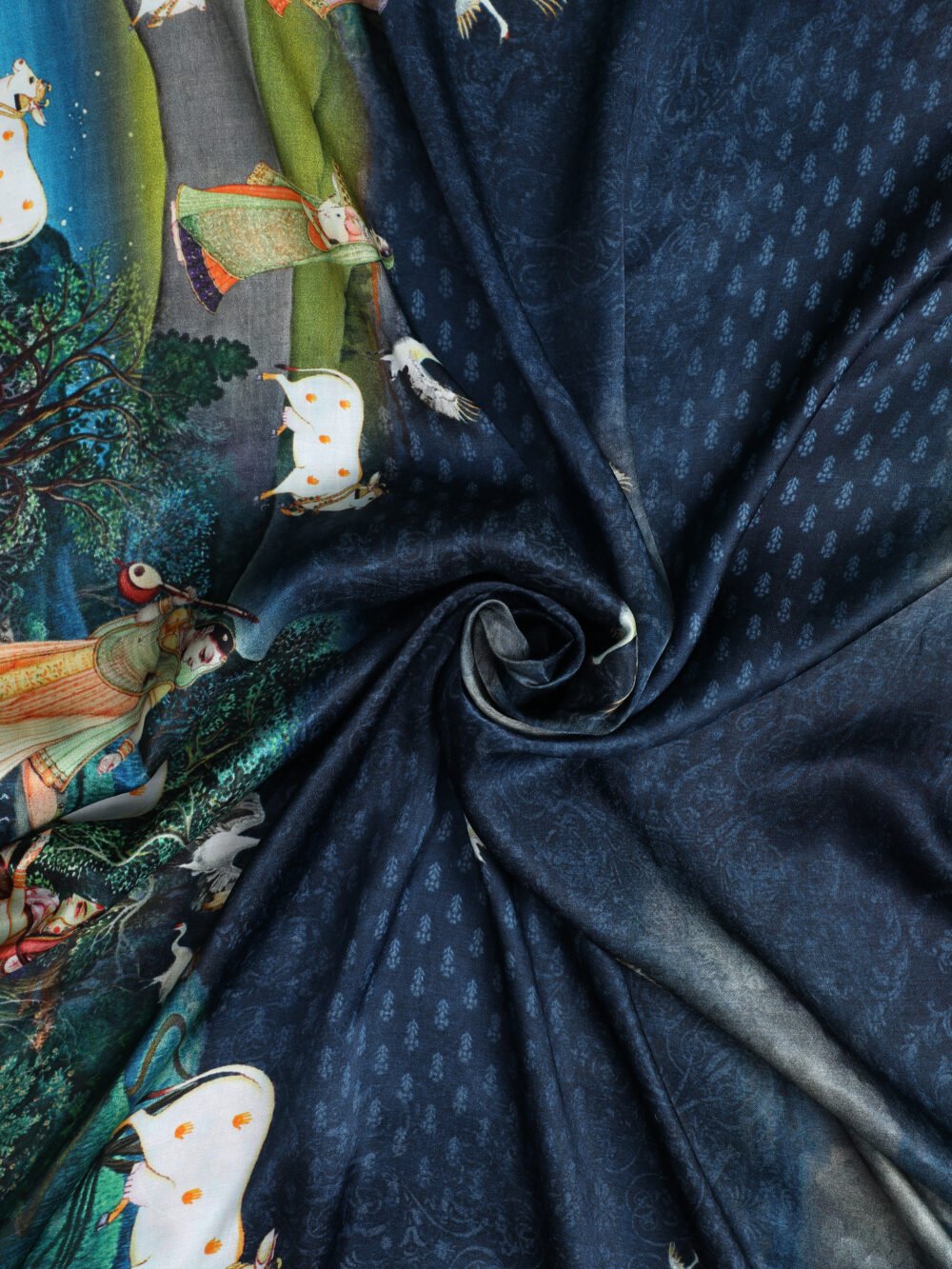 PICHWAI RADHA KRISHNA PRINT SAREE WITH HATHI BANARASI PALLU SAREE - Image 4