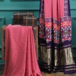 PURPLE & RANI IKKAT LEHRIYA SAREE WITH TISSUE PALLU