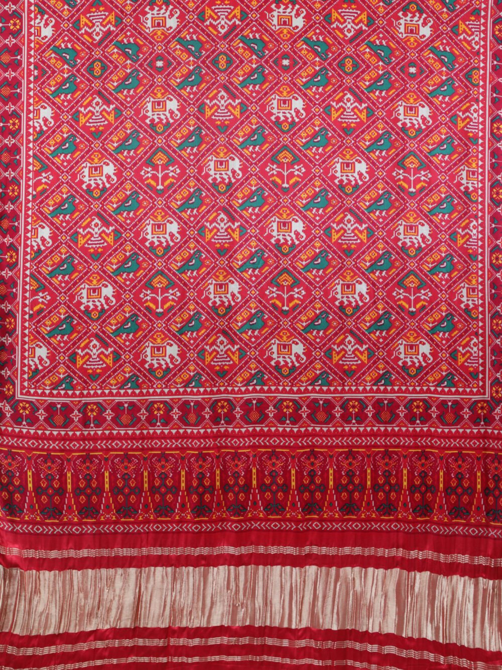 RED PATOLA IKKAT PRINT DUPATTA IN MODAL SILK - Image 5
