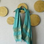 SEA GREEN PLAIN DYED NAKSHI BORDER DUPATTA