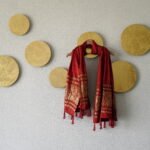 RED PLAIN DYED NAKSHI BORDER DUPATTA