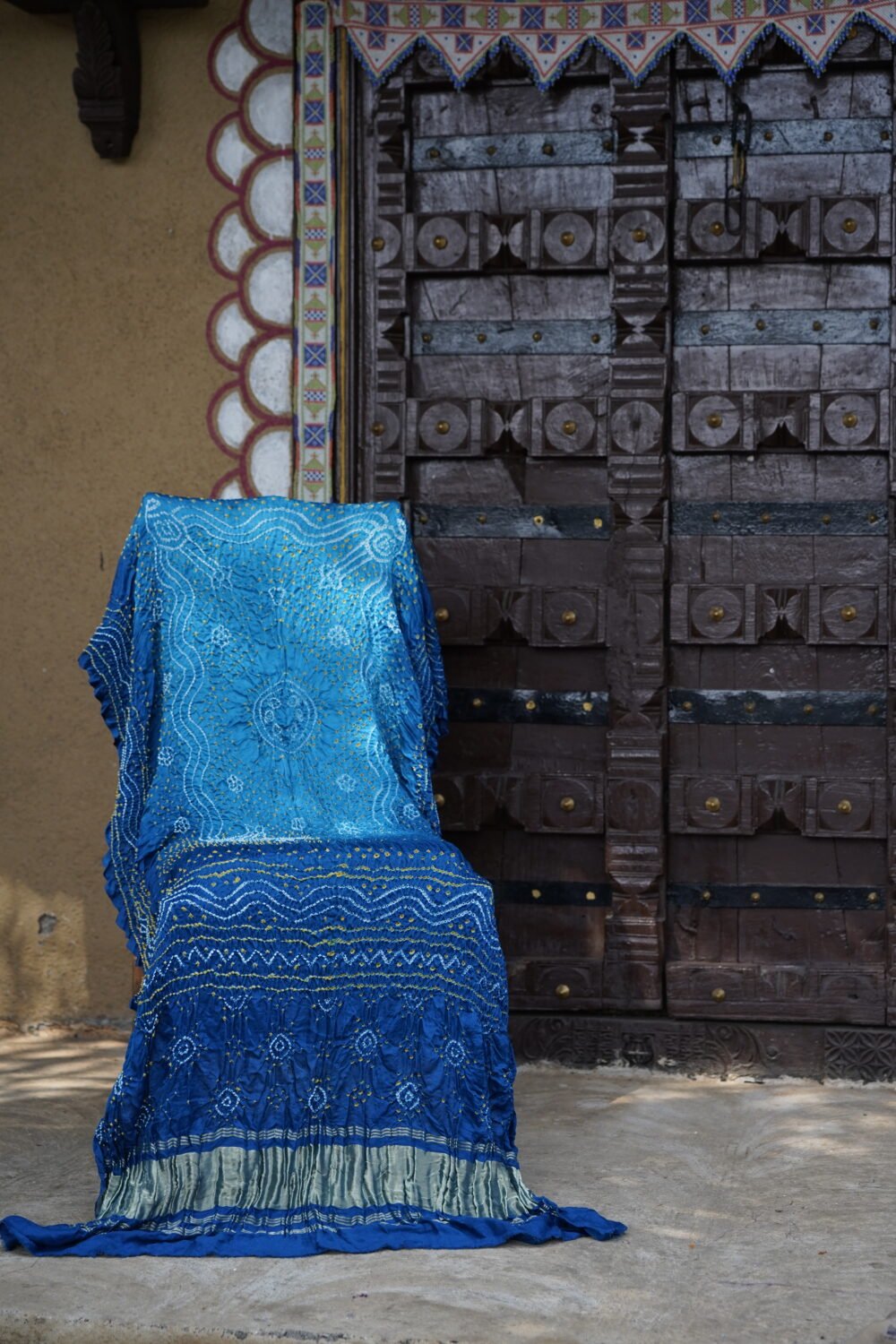 SHADED BLUE CHANDRAKHANI BANDHANI IN PURE GAJJI SILK DUPATTA