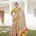 MUSTURD YELLOW KALAMKARI LOTUS PRINT SAREE WITH TISSUE PALLU SAREE
