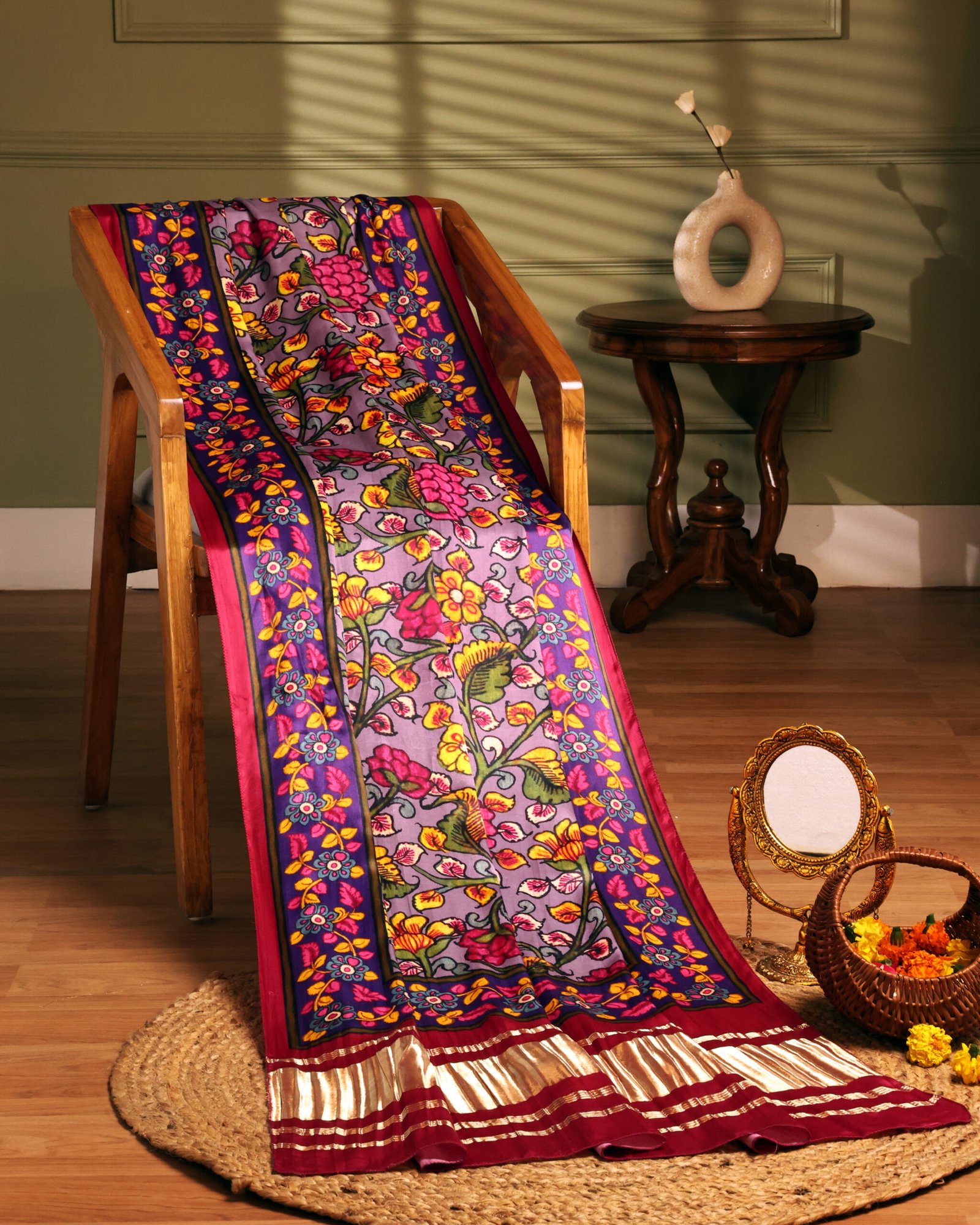 Pink Kalamkari Print Dupatta