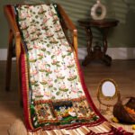 Maroon & Cream Shrinathji Pichwai With Lotus Print Dupatta