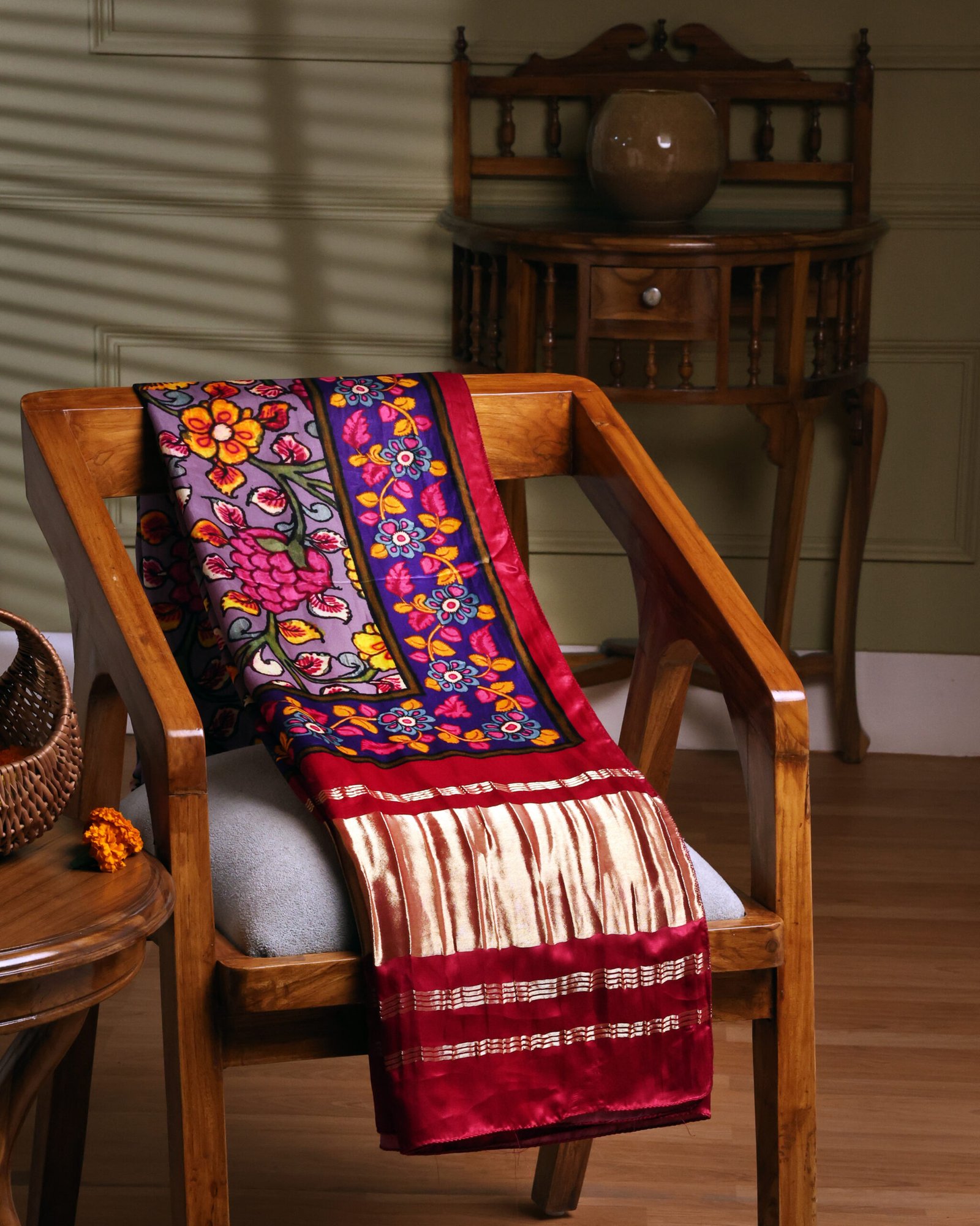 Pink Kalamkari Print Dupatta - Image 5
